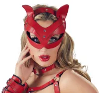  - kocica maska na głowę ekoskóra czerwony